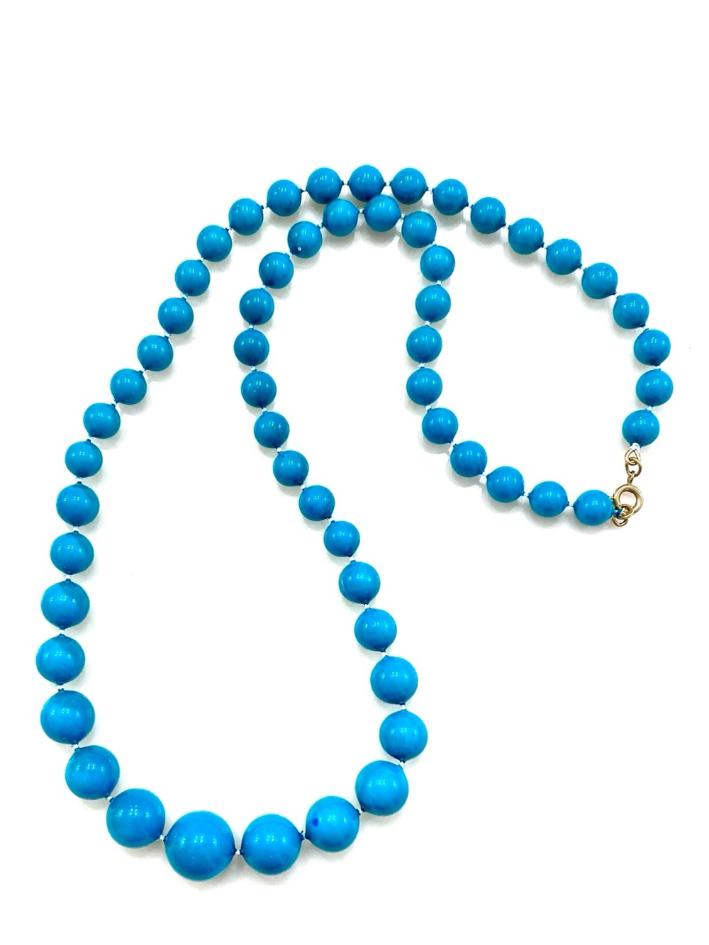 Vintage Turquoise Blue Beaded Statement Necklace Graduated Retro Mid-Century